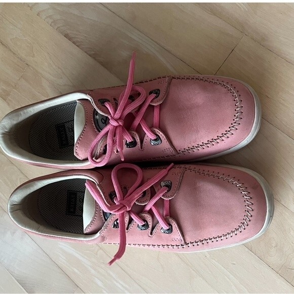 Bally Gulf 03 Leather Golf Laced Sneaker Shoes in Salmon Pink and White 6M - Picture 2 of 14